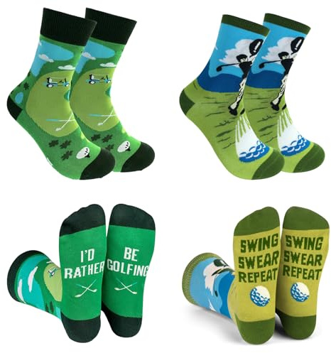 Cosysparks Calcetines graciosos hombre 2 Pares, Regalos de Golf Novedad para Papá Abuelo Marido Novio Calcetines de Golf Regalos para Golfistas en ei Día Del Padre Navidad