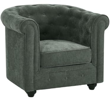 Vente-unique-Sillón de Tela Verde Chesterfield