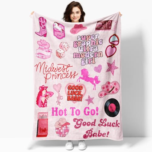 50x 40 Pink Music Pony's Singer Throw Blanket, Chappell Gifts for Girls Fans Women, Soft Blankets All Seasons, Plush Cozy Lightweight Flannel Quilts for Bedroom Sofa Couch Living Room