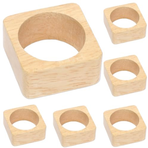 Delicadas Anillos De Servilletas Paquete De 6 Servilleteros Cuadrados De Madera para Bodas Fiestas Aniversarios Cumpleaños Cenas Familiares Color Blanco