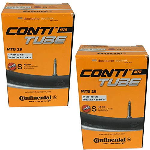 Continental 29 x 1.75-2.5 Mountain Bike Inner Tubes with 42mm Presta Valve (Pair), Black