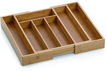 kela Range-couverts en bambou pour tiroirs 28,5-39 x 34 x 5 cm, extensible, insert à tiroirs avec 5 ou 7 compartiments, KALMA, organiseur de tiroirs pour la cuisine