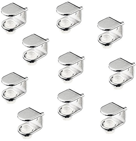 Gedotec Tablarträger Glas-Bodenträger Metall Fachbodenträger Holz - H7030 | Regalboden-Träger für Glasstärke 6-10 mm | Regalträger Stahl vernickelt matt | 50 Stück - Regalstift zum Einstecken