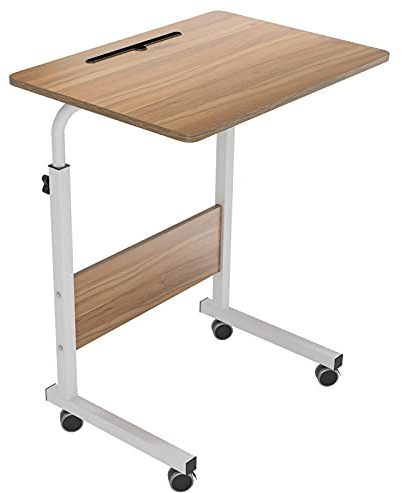 sogesfurniture höjdjusterbart laptopbord datorbord med surfplatta kortplats, 60 x 40 cm PC-bord soffbord skötbord sidobord med hjul, ek 05 #3–60 OK BH