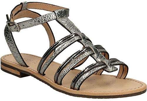 Geox D Sozy E, Sandalias Gladiador, para Mujer, Blanco (Gun C1357), 36 EU