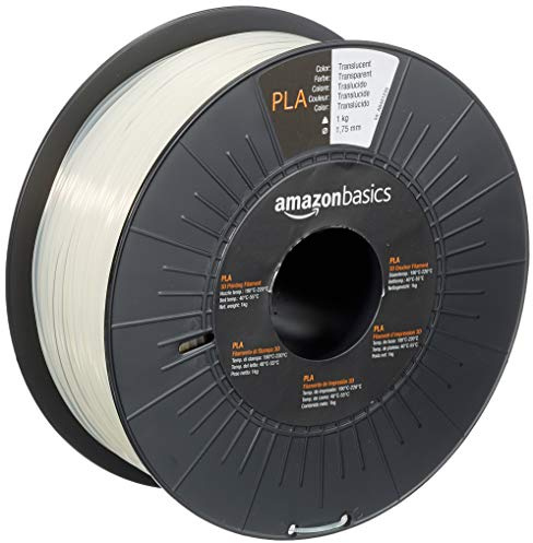 Amazon Basics 3D-Drucker-Filament aus PLA-Kunststoff, 1.75 mm, durchscheinend, 1-kg-Spule