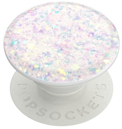 PopSockets Poignée de téléphone avec béquille Extensible, Paillettes PopGrip – Blanc confettis