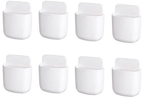 CZlinOduMMX 8 Stück Fernbedienung Halter Organizer Telefonhalter Wand-Organizer TV Klimaanlage Wandhalterung Damage-Free Aufbewahrungskiste, Mini-Aufbewahrungsbox für Zuhause und Büro (Weiß)