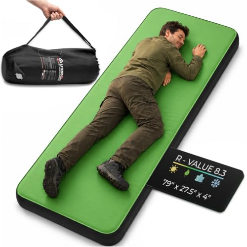 Gear Doctors Artemis 8.3 R-Value Self Inflating Sleeping Pad Camping—Air Mattress Camping—Mattress Pad 4 Season 3D Air Foam 4 Thick Insulated Inflatable Foam Sleeping Mat for Luxury Camp/Car/Cot/Tent