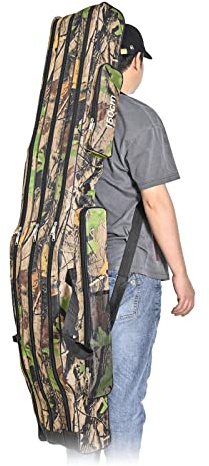 Yusheng Bolsa de pesca Oxford resistente – Soporte de caña de pescar Oxford duradero, bolsas de almacenamiento de caña de pescar impermeables de tres capas para pesca al aire libre