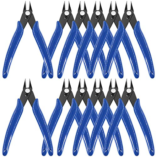 Keadic 12 tronchesi da 12,7 cm con molla interna e manico in gomma morbida, mini taglierine a filo, micro pinze da taglio, piccole taglierine laterali per hobby, modellazione di gioielli e artigianato