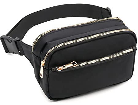 Long Keeper Bauchtasche Schwarz Damen Gürteltasche Hüfttasche Elegant Brusttasche Umhängetasche Sling Crossbody Bag für Reisen Party Festival Outdoor (Schwarz)