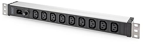 DIGITUS DN-95429 – 19 Steckdosenleiste - 9 C13 Abgriffe - C14 Eingang - 1HE - 230VAC - 50/60Hz - 10A Eingangssicherung - Für 19 Zoll Netzwerk- und Serverschränke