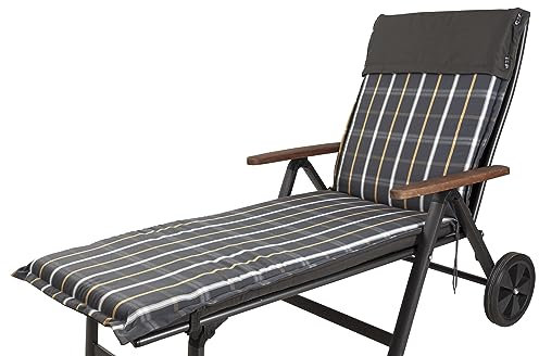 Sun Garden Auflage Rollliege Georgia 90822-705 anthrazit-grau kariert 190x62x8 cm, mit Reißverschluss