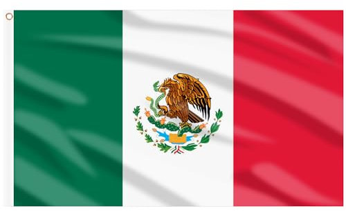 AhfuLife Mexiko Flagge 90 x 150 cm, 2 Stück Mexikanische Fahne Leuchtenden Farben mit Messing-Ösen, Mexiko Flag für 2025 WM Olympische Nationaltag Balkon Garten Draußen und Drinnen Deko