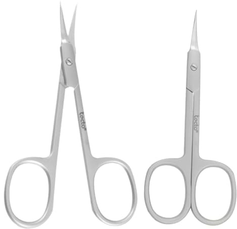 Tecto Professional Nail Scissors, Stainless Steel Manicure Scissors,Cuticle Scissors, Multi-Purpose, Eyelashes, Eyebrow, Toenail for Women and Men (Extra Fine Tip Nail Scissor)