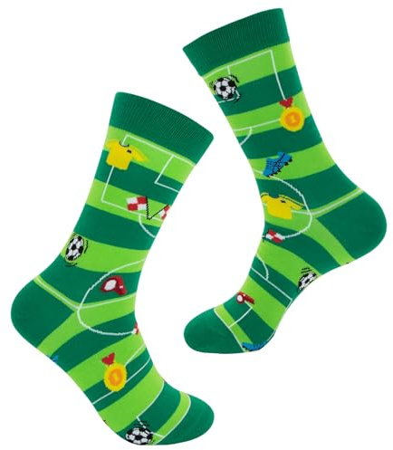 CHEERYMAGIC Football Socks for Men, Football Print Crew Socks Novelty Gift Fun Cotton Soccer Sock Football Lovers Gift Sport Socks for Men Women Teens Soccer Running Training A7YHZQW