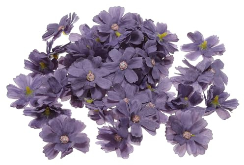PATIKIL Konstgjorda blomhuvuden för hantverk, 30 st fuskblommor bulk mini konstgjorda silkesblommor utsmyckningar körsbärsblomma för krans bröllopsfest dekoration, lila
