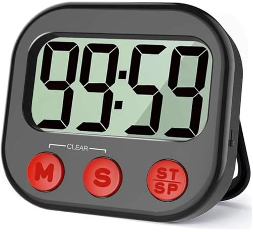 FiTspi Kitchen Timer, Digital Cooking Timer, Count down Clock Loud Alarm, Digital Egg Timer, Magnetic Backing Stand, Timers for Baking, Kitchen, Study, Exercise Training, Count up (1)