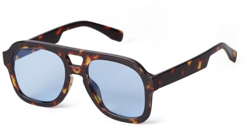 ADEWU Pilot Lunettes de soleil pour homme et femme Style rétro années 70 Vintage Double pont Grandes lunettes de soleil Protection UV, bleu havane