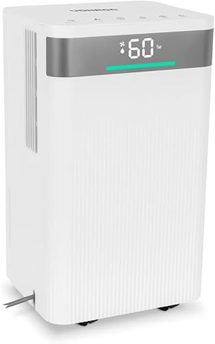 VONROC Deshumidificador eléctrico, deshumidificador pequeño 12L/día con depósito 2L - Silenciador ≤38dB - Purificación del aire 2 pasos - Modo de lavandería - Wi-Fi Smart App - para entornos