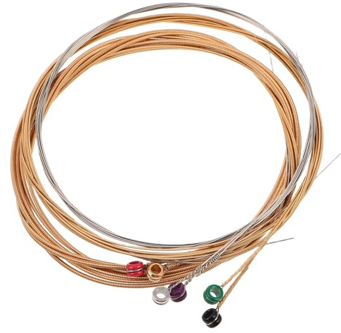 TOVINANNA Kit de Reemplazo de 6 Cuerdas Metálicas para Guitarra Folk Mayor Resistencia y Larga Duración, Adecuado para Principiantes y Profesionales en Presentaciones y Grabaciones