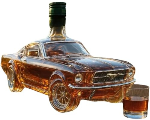 Vintage racerbil whiskykaraff – klassisk sportbildesign med stopp – glasflaska för samlare och kännare