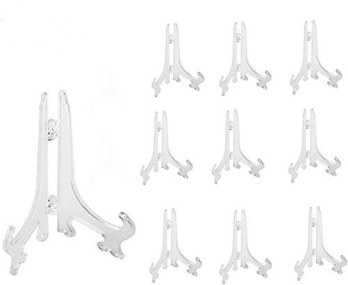 PDFans Plastic Easels Display Stands Plate Picture Frame Stand Holder Clear 1Set/10 PCS (4 Inch)