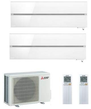 Climatizzatore Dual Split Inverter 9000 + 12000 Btu, Classe A+++/A+, Funzione Deumidificatore, Kirigamine MSZLN-VGB E1