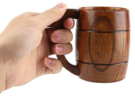 HERCHR Boccali Birra Boccale Birra Legno Accessori Birra Birra Regalo Tazza Legno Tazza da Caffè Campeggio Bere con Manico,Regalo di Compleanno