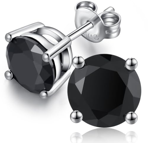 JiaYang CZ diamantörhängen 925 sterling silver CZ örhängen allergivänliga runda/fyrkantiga örhängen för kvinnor/män, 4mm, Kubisk zirkonia, Kubisk zirkonia