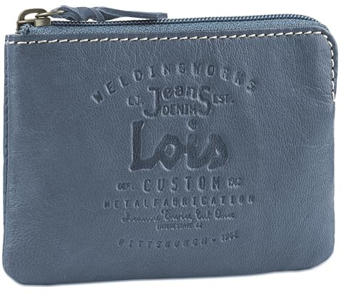 Lois - Portamonete Uomo, Portamonete Uomo Pelle Compatto RFID Per Uso Quotidiano, Portamonete Piccolo Uomo In Pelle Con Design Funzionale Per Monete E Oggetti Essenziali, Cowboy blu