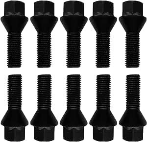 10 Radschrauben Radbolzen Kegelbund schwarz M14x1,5 33mm
