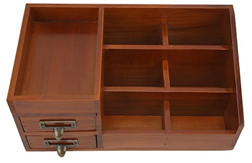 Tyenaza Organizer retrò, multistrato multifunzione in legno per ufficio e cucina (34,5 x 19,5 x 14,5 cm)