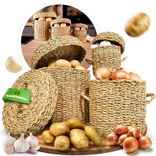 Fruit Hub® Kartoffel Aufbewahrungsbox, Zwiebel Aufbewahrung, Zwiebeltopf, Kartoffelkiste, Kartoffel Aufbewahrung, Gemüsekorb, Kartoffelbox, Kartoffelkorb