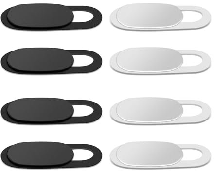 8PCS Tapa Camara Movil, Tapas Cubierta Webcam, Fundas Deslizantes para Cámara Web, Cubierta Webcam Cover Slider, Cover Tapa Webcam, para Ordenadores, PC, Portátiles, Tablets y Móviles (Blanco&Negro)