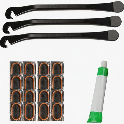 GOWTX 3pcs Bicycle Tyre Levers Metal Bike Tyre Change Tool with Repair Kit