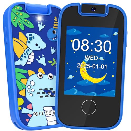 Dhapy Smartphone per bambini, touch screen MP3, con doppia fotocamera, ragazzi e ragazze, regali di compleanno, telefono educativo, giocattolo dai 3 4 5 6 7 8 anni con scheda SD da 8 GB, blu
