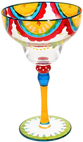 OFFSCH Copa Margaritas De Vidrio Pintado Mano Cristal Transparente Decorativo Para Vino Cóctel y Decoración De Mesa Copas Elegantes Para Fiesta y Uso Diario