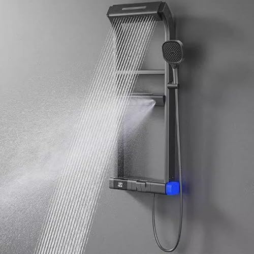 Duschtorn, Duschmassagepanel 4 IN 1Multifunktionsduschpanelsystem Rostfritt stålpanel med handhållen stav Väggmonterad duschpelare,Black