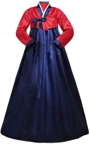 Zghhc Hanbok-klänning, traditionell koreansk kostym, klassisk långärmad Hanbok-klänning, koreansk dansdräkt för kvinnor