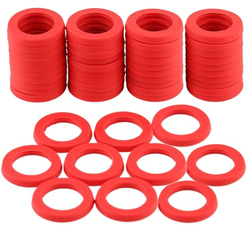 Juntas de manguera de ducha, 50 piezas de juntas de silicona para mangueras de jardín, juntas tóricas rojas para mangueras de jardín y de 3/4 de pulgada