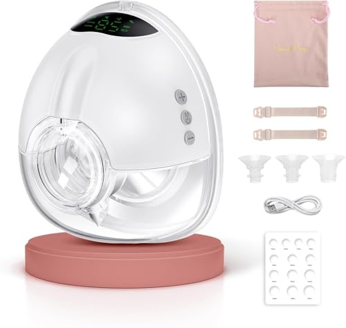 Lulia Tiralatte Elettrico Indossabile 4 Modalità e 9 Livelli, 350 mmHg Forte Potenza di Aspirazione, Indolore, senza BPA, Portatile Tiralatte Indossabile con 4 17/19/21/24mm Flange (1 Pezzo)
