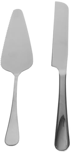 SUPVOX Set Coltello da Torta Seghettato e Pala in Acciaio Inox Manico, Utensili da Portata per Taglio e Servizio Torte, Adatto per Feste, Compleanni e Matrimoni