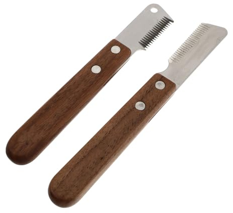 Abaodam Herramientas de Aseo para Mascotas 2 Piezas Rastrillo Deslanador Acero Inoxidable Mango Ergonómico para Perros y Gatos Pelo Largo y Medio, Peine para Eliminar Subpelo y Pelo
