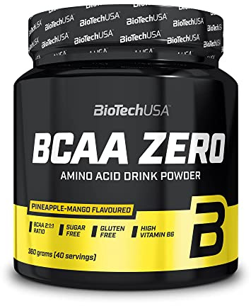 BioTechUSA BCAA Zero | Essentiellt aminosyrapulver | 6 g BCAA med direkt L-leucin | Veganskt | Sockerfritt, laktosfritt, glutenfritt, 360 g, Ananas-Mango
