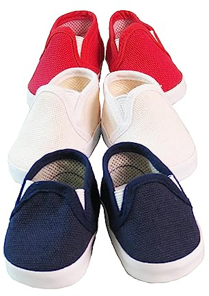 American Fashion World Red White and Blue Canvas Slip-Ons for 18-Inch Dolls | 3 Pack | Premium Quality & Trendy Design | Dolls Shoes | Shoe Fashion for Dolls for Popular Brands