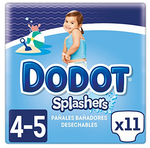 Dodot Splashers - 4 Paquetes de 11 Pañales Bañadores Desechables, 9-15 kg, No Se Hinchan Y Fácil de quitar, Talla 4