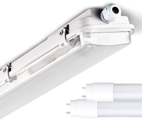 Popp® Pantalla estanca vacia IP65 para uno o dos Tubos (No incluidos) 150CM material libre de halogeno interior y exterior barra (150cm 1 tubo No incluido)