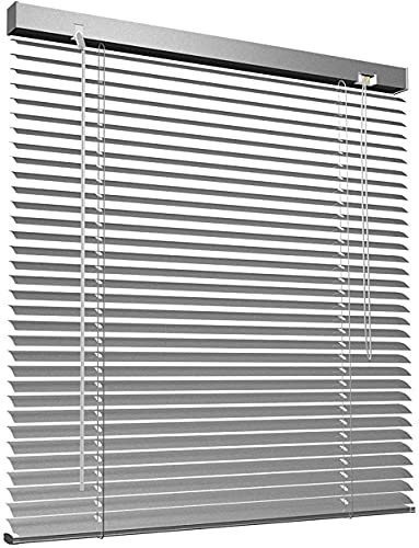 Aluminium Metal Venetian Blinds Trimable Easy Fit 25mm Slat Home Office Silver,Black,White Colours (Silver, 45 x 150 cm)